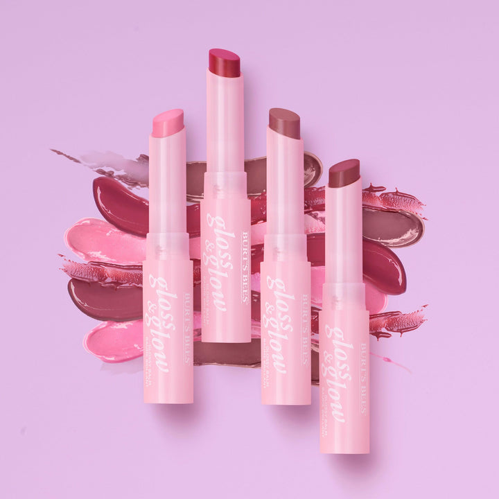 Burts Bees Gloss and Glow Glossy Balm, 100% Natural Origin, Eat, Drink and Be Cherry, 1 Tube, Pack of 2