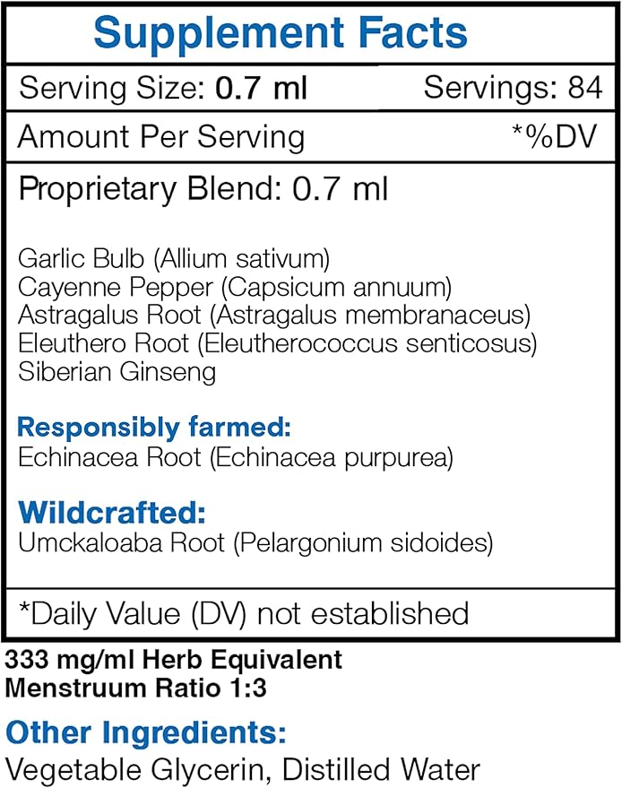 Respiratory Immune Boost Alcohol-Free Extract, Tincture, Glycerite Echinacea, Garlic, Umckaloabo, Cayenne, Astragalus, Eleuthero Siberian Ginseng. Lung Congestion Formula (2 FL OZ)