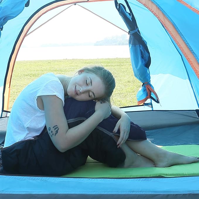 REDCAMP Outdoors Cotton Flannel Sleeping Bag for Camping Hiking Climbing Backpacking, Envelope Sleeping Bag with Compression Sack, Red Plaid 3lbs(79"x33"), Navy Blue 2lbs (75"x33")