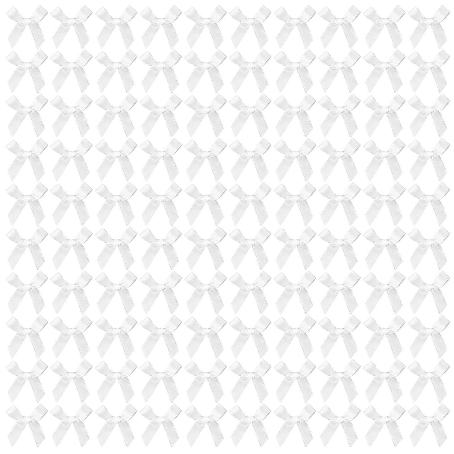 100 PCS White Bow, Mini White Bows Premade Bows, Small Satin Ribbon Bow, Cute Soft Bowknot Sewing Accessories for Flowers Bakery Wrapping Christmas Wedding Birthday Party Decoration