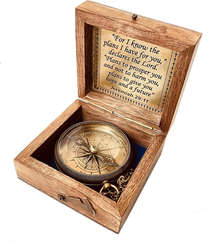 Religious Gifts for Men Engraved Compass for I Know The Plans -God, Camping Compass Christian Gifts Catholic Boys Girls Baptism Communion Inspirational Graduation Gifts