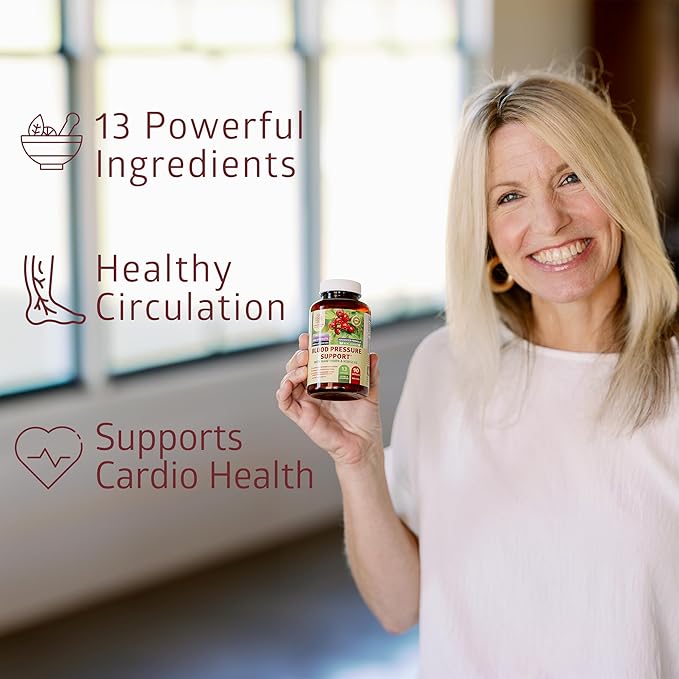 2-Pack N1N Premium Blood Pressure Support with Hawthorn and Hibiscus [13 Potent Ingredients], Natural Supplement to Support Blood Flow Health, 180 Caps