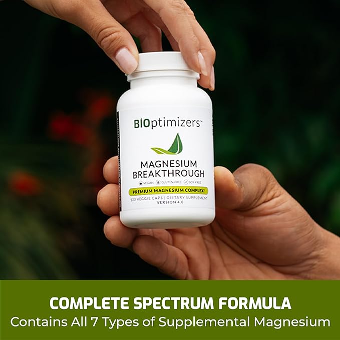 BiOptimizers Magnesium Breakthrough 4.0, (60 Capsules) & Mushroom Breakthrough Powder (Salted Caramel, 15 Servings) - Natural Sleep and Brain Superfood & Supplement Bundle
