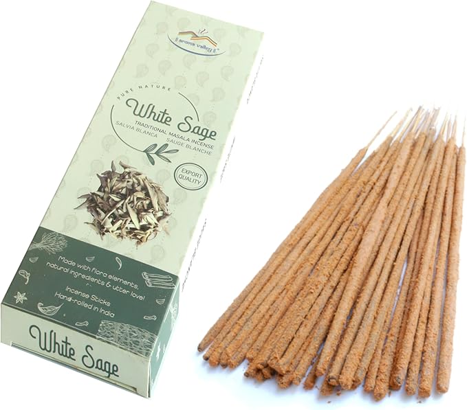 White Sage Incense Sticks - Traditional Handcrafted Masala Incense - 42 to 50 Sticks Approx.