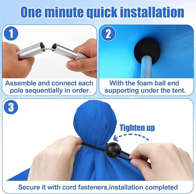 Beach Tent Poles Replacement - 6ft11in Extra Poles fits Neso Grande Canopy, 2 Packs Foldable Portable Aluminum Alloy Repairing Fixing Accessories for Camping Parties Fishing Hiking