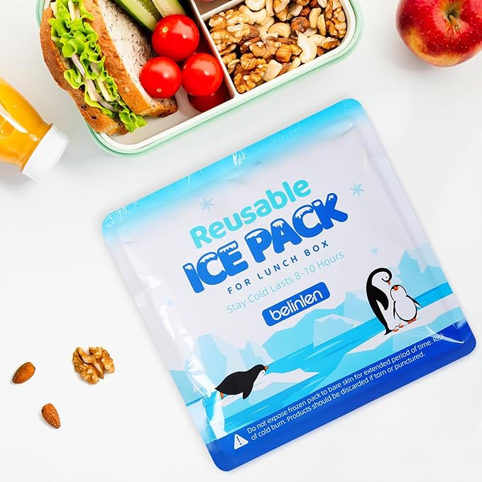 4 Pack Reusable Ice Packs for Lunch Boxes - 7x7 Inch Long-Lasting Freezer Packs, BPA-Free Gel & Leakproof Design Cold Packs for Cooler, Camping, Travel