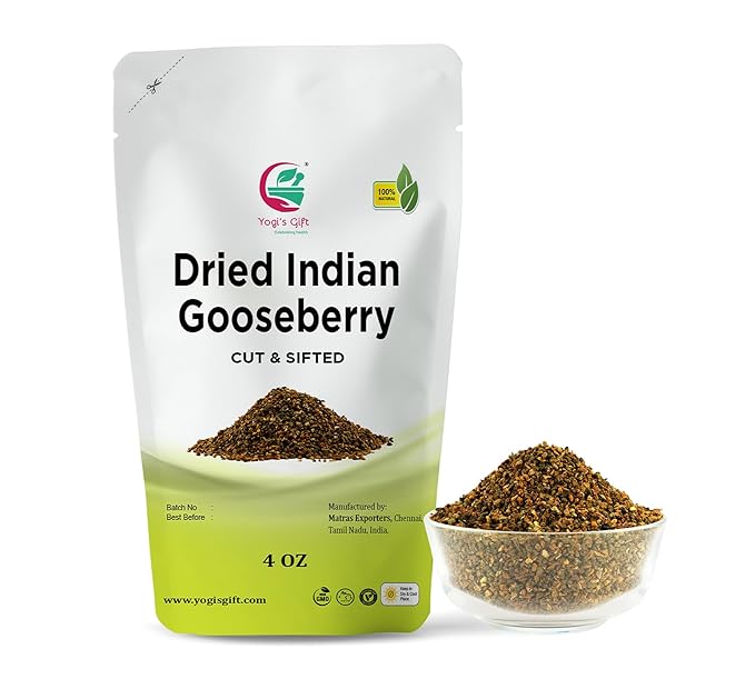 Dried Amla/Gooseberry Cut & Sifted 4 oz | Rich in Vitamin C, Fibre | Phyllanthus emblica | by Yogi's Gift®
