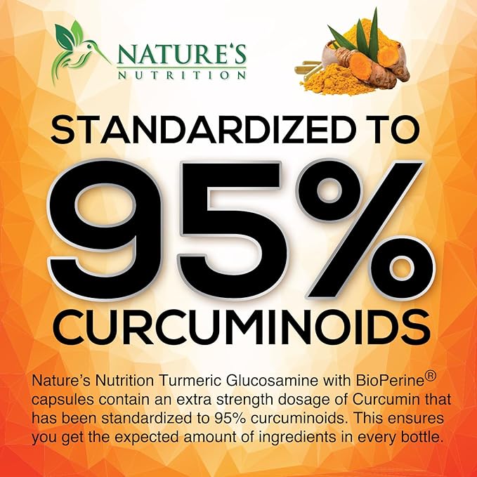 Turmeric Curcumin Supplement 2000mg with Glucosamine Chondroitin & Ginger, 95% Curcuminoids, BioPerine Black Pepper for Best Absorption, Nature's Joint Support, Non-GMO, Bottled in USA - 180 Capsules