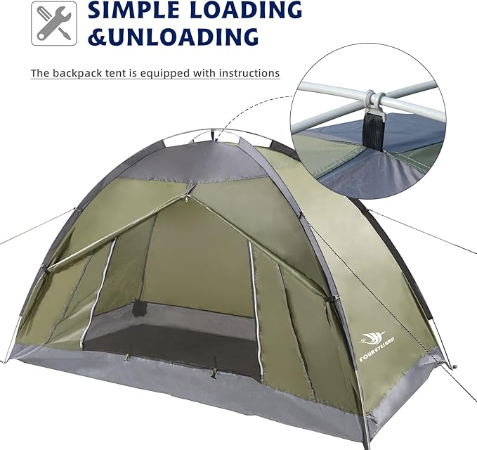 7.2 × 4 × 4 Feet Single Backpack Tent, Waterproof Camping and Hiking Tent can be Used by One Person, Light and Durable