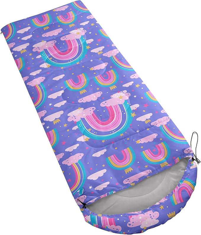 AILONEN Kids Floral Cat Camping Sleeping Bags,Lightweight & Waterproof,3 Season Warm & Cool Weather,Kawaii Kitten Sleeping Bags for Girls Adults,Travelling,Outdoors