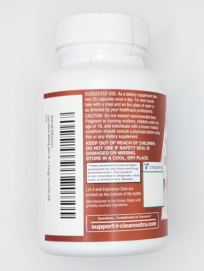 Clean Nutraceuticals Lions Mane 20in1 Mushroom Supplement with Turkey Tail Reishi Cordyceps Chaga Maitake Meshima Poria Cocos Shiitake Oyster Porcini Enoki - 3Pack