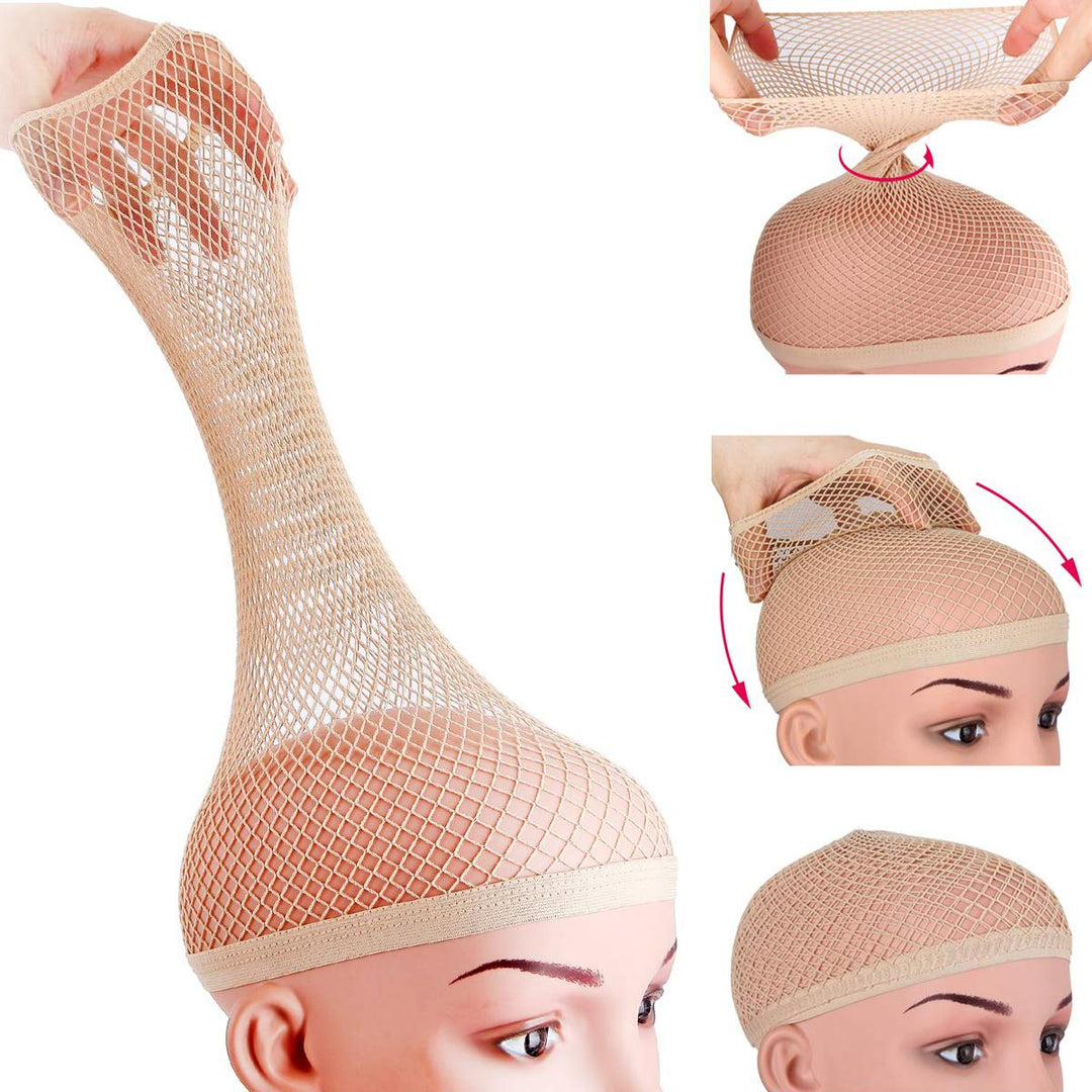 Dreamlover Wig Cap for Long Hair, Hair Net for Wig, Fishnet Wig Cap for Women, Natural Nude, 3 Pieces