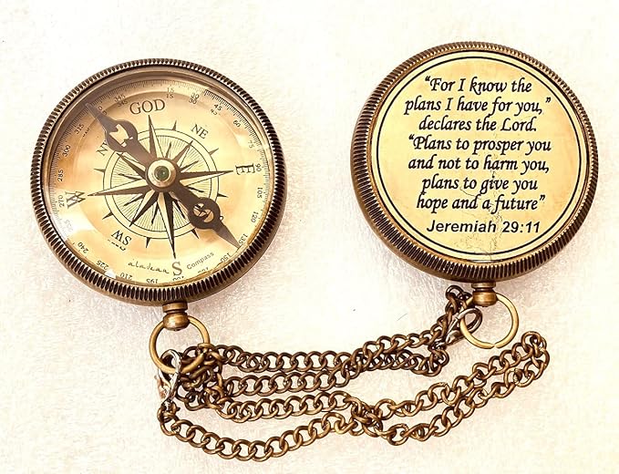 Religious Gifts for Men Engraved Compass for I Know The Plans -God, Camping Compass Christian Gifts Catholic Boys Girls Baptism Communion Inspirational Graduation Gifts