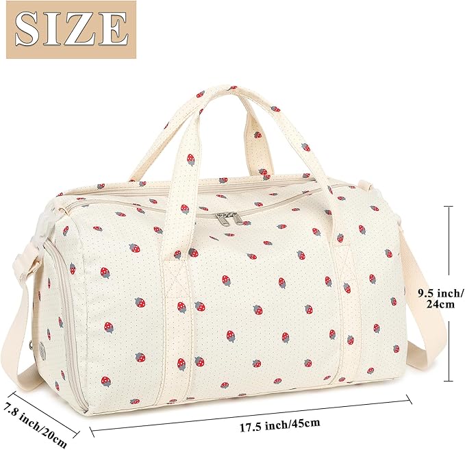 Gym Bag Sports Duffle Bag with Wet Pocket Weekender Overnight Bag with Waterproof Shoe Pouch and Air Hole for Girls Kids Women Travel Foldable Bag