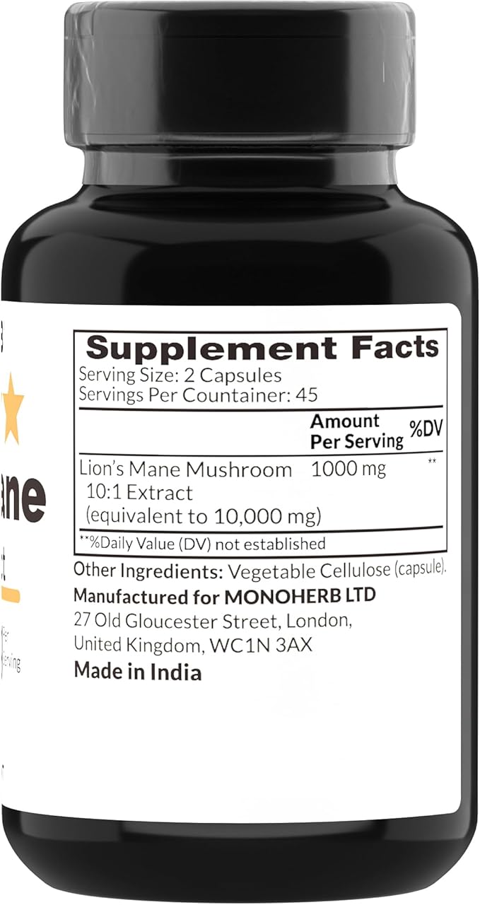 Lion’s Mane Mushroom Extract 1000 mg - 90 Vegetarian Capsules