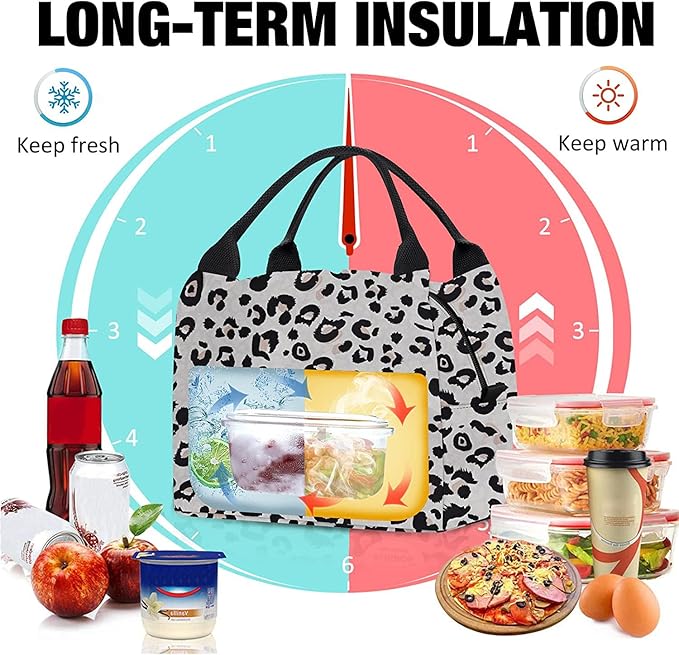 Aosbos Lunch Bags for Adult Lunch Box for Women Insulated Lunch Cooler Bag Loncheras Para Mujer Meal Prep Lunch Pail Lunch Tote Bag for Work Office Picnic, Leopard