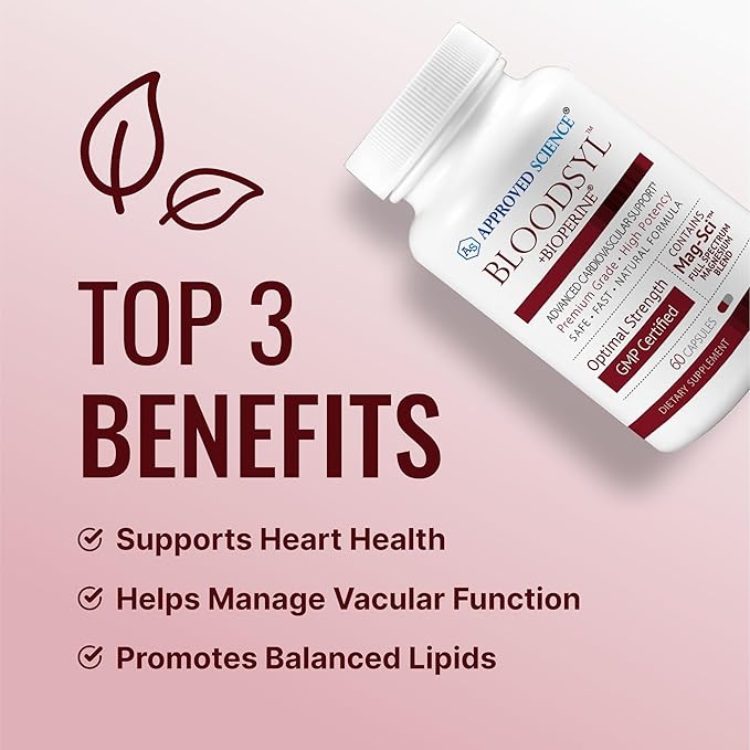 Approved Science Bloodsyl - Supports Blood Flow - Hawthorn Berry, Magnesium, BioPerine - Vegan - 60 Capsules - Pack of 1