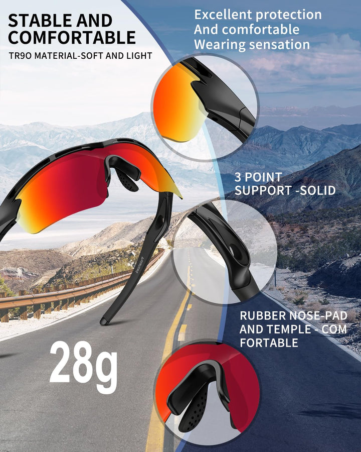 Polarized Sports Sunglasses for Men Women Youth Baseball Cycling Running Driving Fishing Tennis Golf Motor TAC UV400 TR90