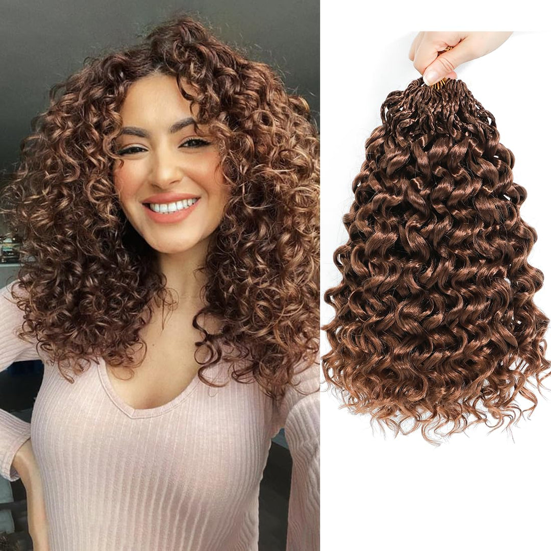Pretwisted Gogo Curl Crochet Hair 12 Inch 8 Packs Short Curly Crochet Hair for Black Women Pre looped Ocean Wave Crochet Hair Water Wave Deep Wave Crochet Braiding Hair (12 inch, 30#)