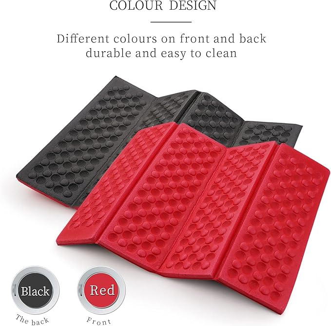 AceCamp 3940 Portable Lightweight Mini Waterproof Folding Mat, Foam Sitting Pad for Outdoor Activities, Foldable Kneeling and Seat Cushion for Comfort, Red