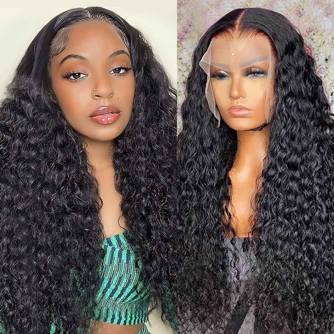 Alepaz 13X4 Deep Wave Lace Front Wigs Human Hair(28 Inch) Curly Lace Front Wig Human Hair Hd Transparent Lace Frontal Glueless W