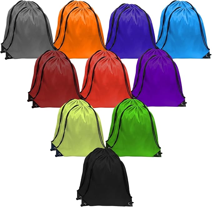 GoodtoU Drawstring Bags, Nylon Backpacks - Drawstring Gym Bags for Sport, Traveling, Team (10 Colors, 20Pcs)