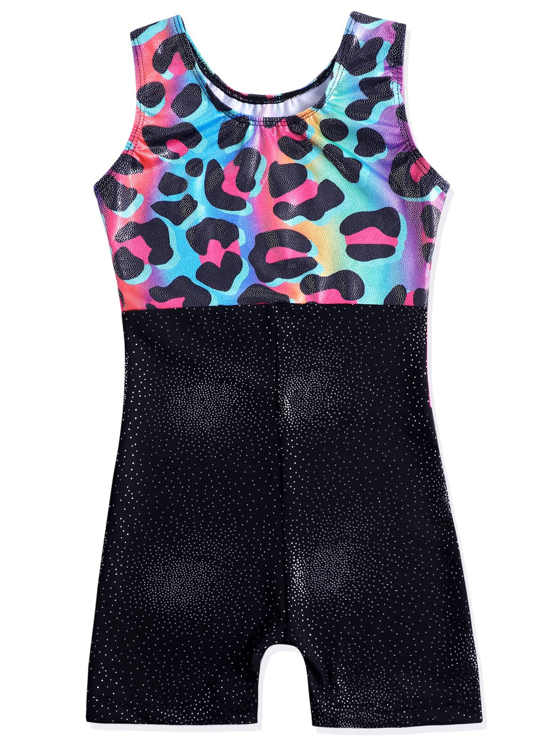 DAXIANG Leotards for Girls Gymnastics with Shorts Leopard Dance Unitards Biketards Pink Purple