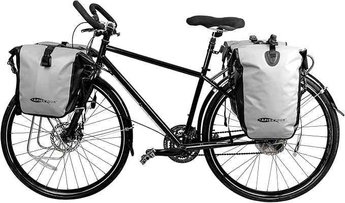 Waterproof Bike Pannier -25 L Saddle Bag for Bicycles Rear Rack - Bike Bag for Grocery, Laptop (Grey, 1 PCS)