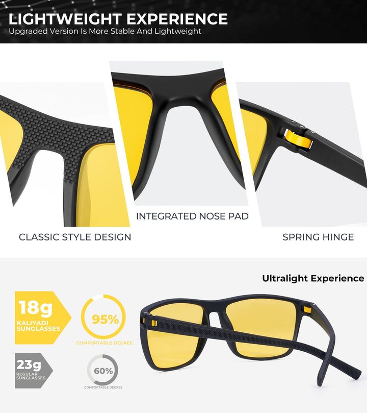 KALIYADI Night Vision Glasses for Men, Lightweight Night Driving Glasses for Driving (Night Vision/Night Vision/Night Vision)