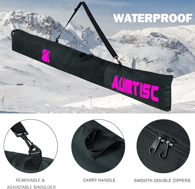 AUMTISC Ski Bag and Boot Bag Combo, Padded Ski Bags for Air Travel Flying, Adjustable Length for Skis Up to 200 cm and Boots Up to Size 13