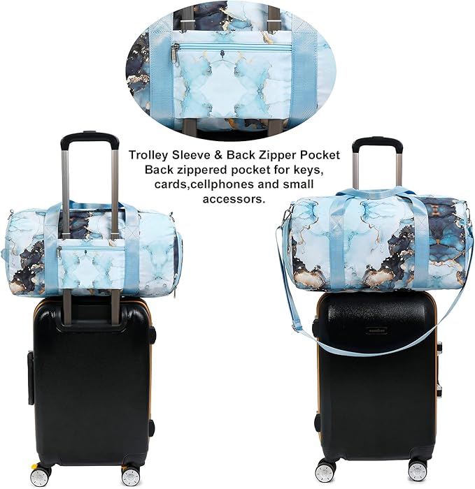 Duffle Bag for Gym Sports Women Girls Workout Travel Bag Weekender with Shoe Compartment and Wet Pocket