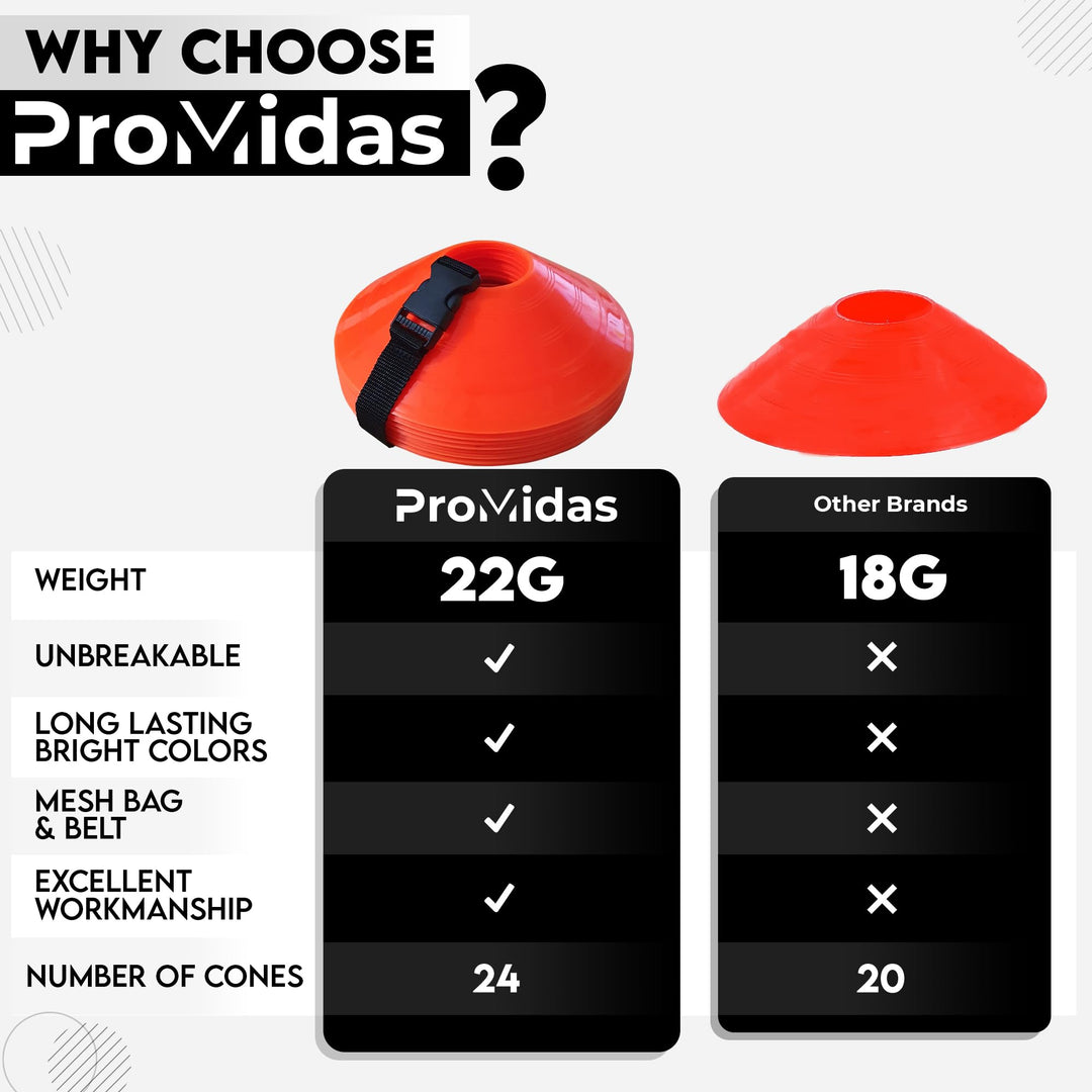 24 Pcs Soccer Cones for Training - with Mesh Bag & Strap - Flexible & Heavy Duty - Best for Football, Basketball & Running Drills - Premium Quality Soccer Training Cones Sports