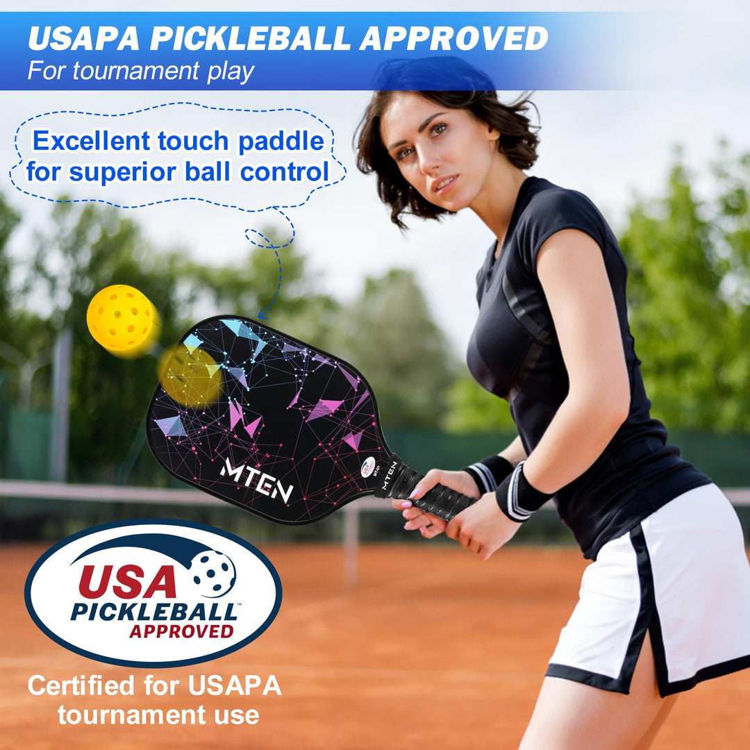 Pickleball Paddles, USAPA Approved Fiberglass Surface Pickleball Set with Pickleball Rackets, Portable Carry Bag, Grip Tapes, Pickle Ball Paddle Set for Men Women