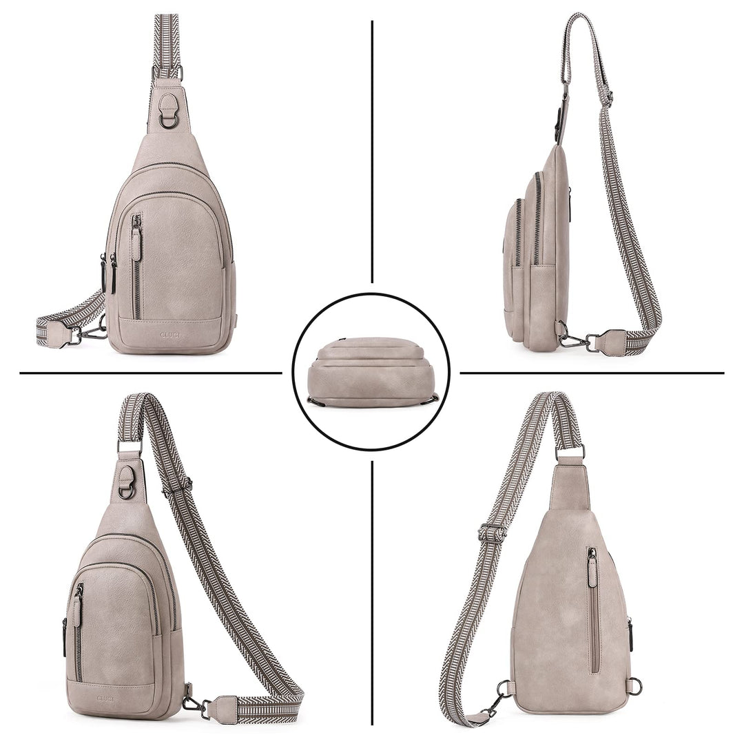 CLUCI Sling Bag for Women Crossbody Bag for Women Crossbody Bag Cross Body Bag for Woman Leather Large Sling Backpack Travel Cross Body Bag Hiking Cycling Grey