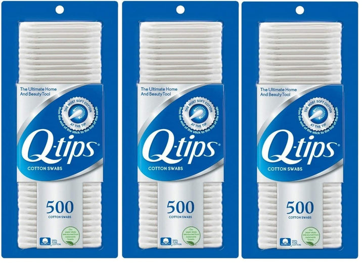 Q-tips Cotton Swabs, 500 Count (Pack of 3)