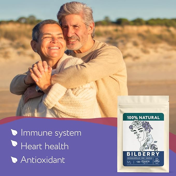 Wild Bilberry Dried Fruits (4 oz.) – Bilberry Tea - Superfood berries -Whortleberry (Vaccinium myrtillus) - Antioxidant, Immunity, Heart Health