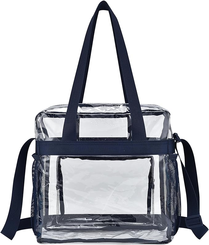 USPECLARE Clear Tote Stadium Approved, Security Travel & Gym Clear Bag for Work Sports Games Concerts