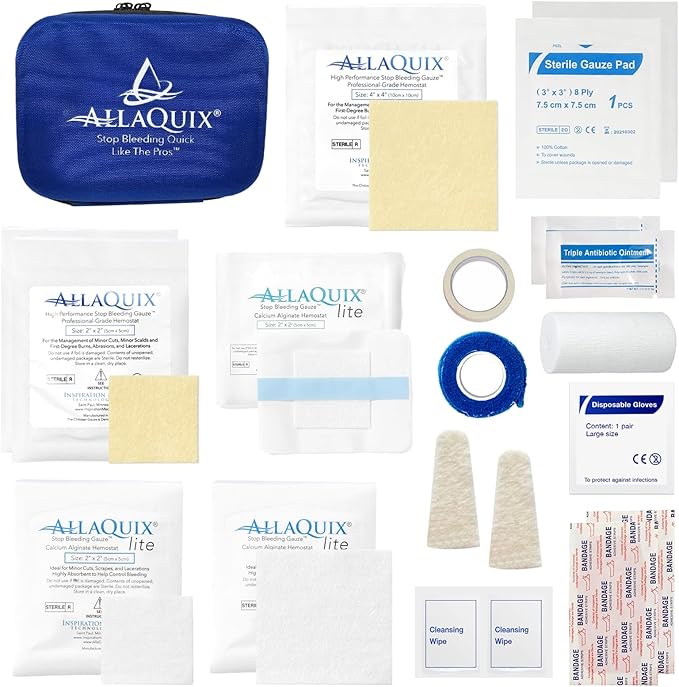Stop Bleeding Quick Kit - First-aid with AllaQuix Stop Bleeding Gauze (Blood clotting Bandage) (Ultimate)