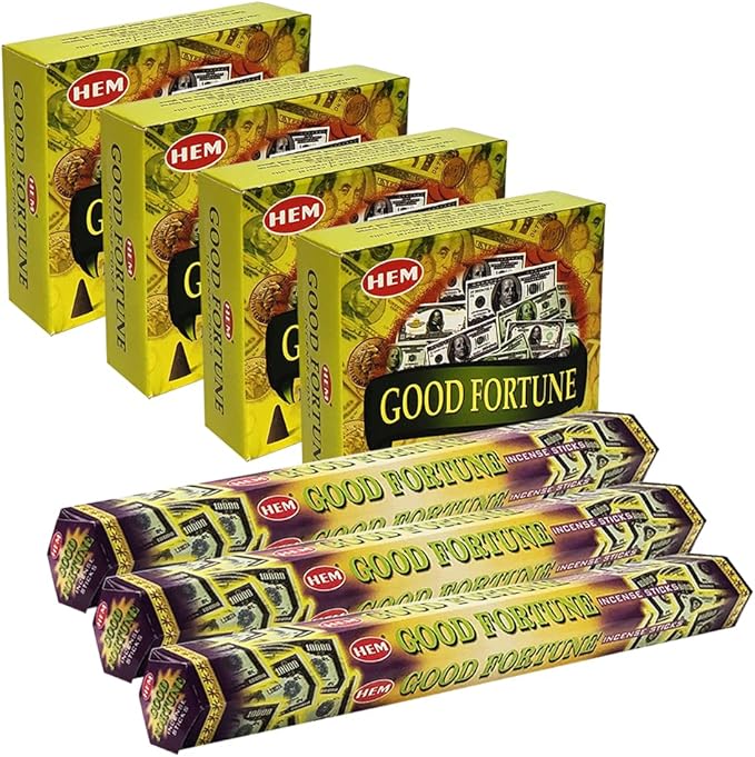 Good Fortune Incense sticks and cone incense holder variety pack bundle insence insense insienso