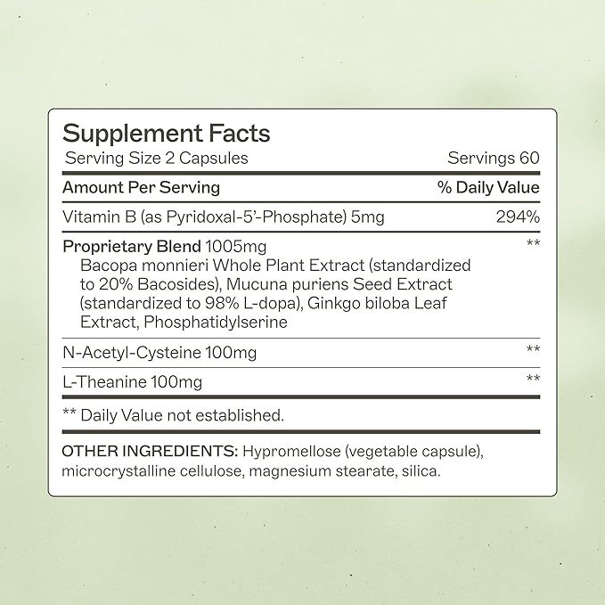 Amy Myers MD NeuroLive - Brain Cell Membrane Supplement - Aid Brain Tissue Health with Vitamin B6 & Ginkgo - Support Supplement for Healthy Vasculature & Blood Flow - 120 Capsules (60 Servings)