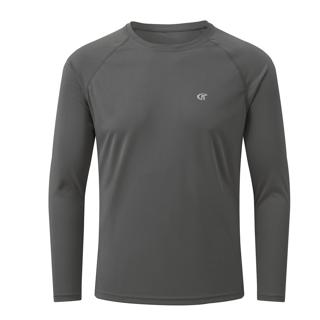 Mens Long Sleeve Rash Guard Shirts UPF 50+ Sun Protection Quick Dry Swim Shirt for Hiking Running Workout Golf T-Shirt Charcoal Grey L