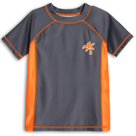 maamgic Boys Short Sleeve UPF 50+ Rash Guard Swim Shirt Kids UV Sun Protection T Shirt Toddler Boy Surf Swimsuit Top Gray and Orange
