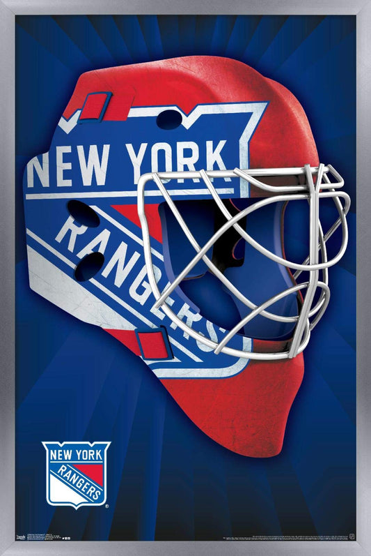 Trends International NHL New York Rangers - Mask 16 Wall Poster, 14.725" x 22.375", Silver Framed Version
