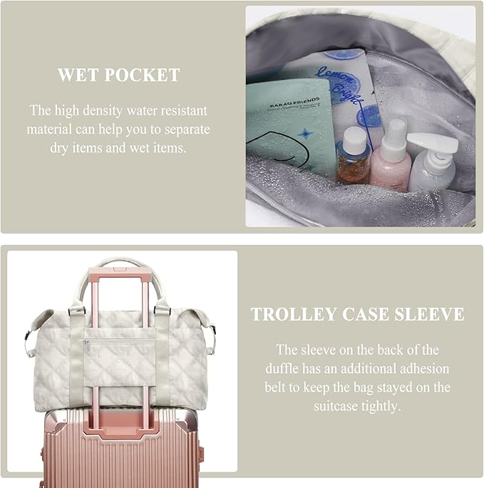 Travel Duffel Bag,Sports Tote Gym Bag,Shoulder Weekender Overnight Bag for Women