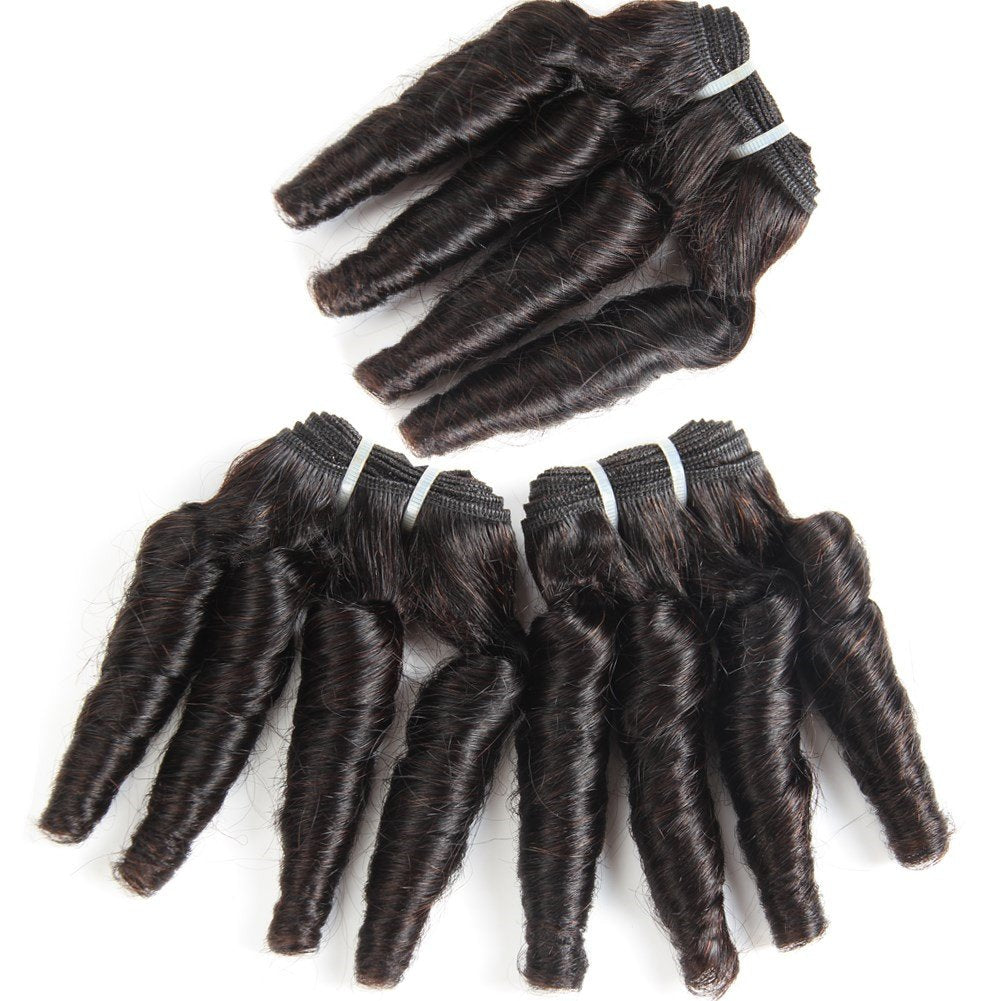 Molefi Brazilian Funmi Hair 3 Bundles Spiral Curl Human Hair Short Curly Weave 9A Unprocessed Brazilian Human Hair Extensions 10