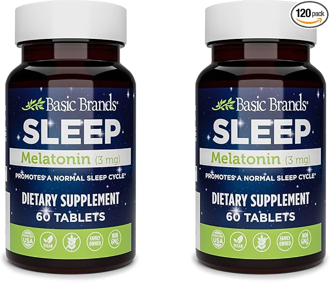 Sleep Melatonin, 3mg, Natural Sleep Support (Pack of 2)