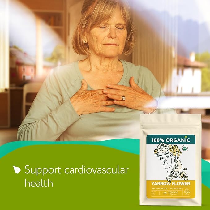 Yarrow Flower Tea Organic - Dried Yarrow Herb Loose Leaf - Herbal Tea to Support Cardiovascular Health, Immune Function & Relaxation - 4 Ounces