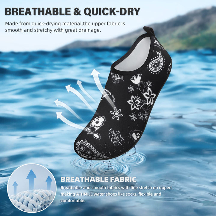 ATHMILE Water Shoes Women Men Barefoot Aqua Socks Quick-Dry for Beach Swim Pool Yoga Camping Cruise Surf Sport