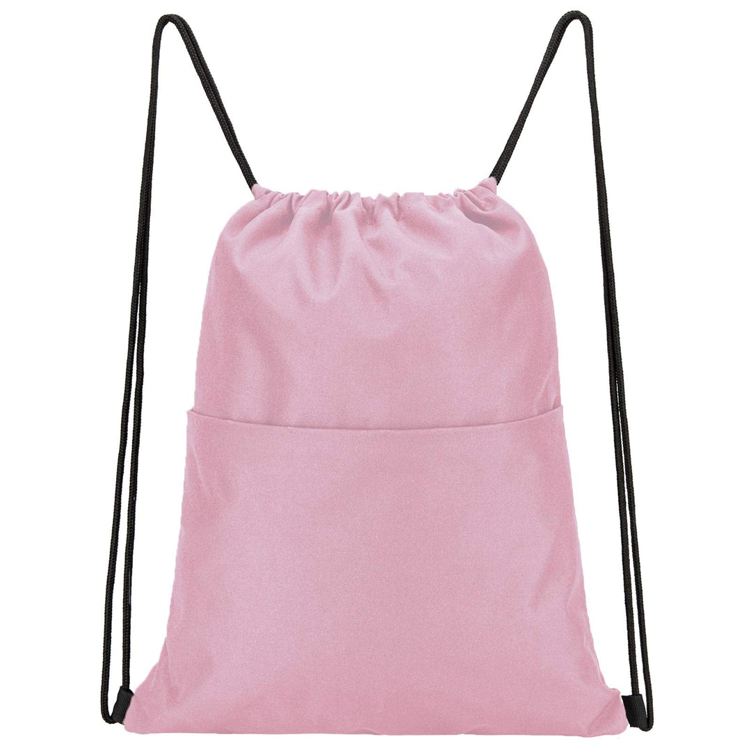 Vorspack Drawstring Backpack Water Resistant String Bag Sports Sackpack Gym Sack with Side Pocket for Men Women - Pink