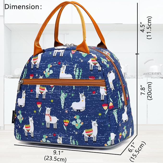 FlowFly Lunch Bag Tote Bag Lunch Organizer Lunch Holder Insulated Lunch Cooler Bag for Women/Men (Alpaca)